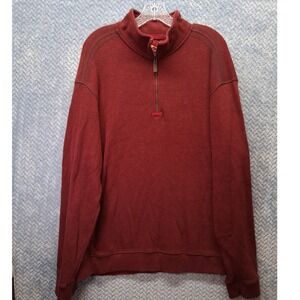 Bob Timberlake Mens Quarter Zip Pullover Burgundy Red Cotton Sweater Large